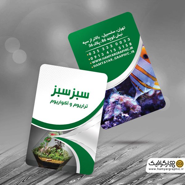 کارت ویزیت لایه باز ماهی فروشی و آکواریوم